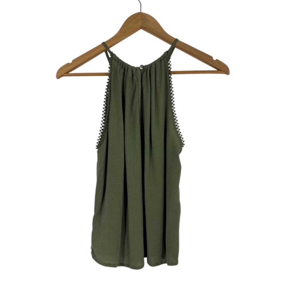 H&M Divided Women’s Size 0 XS Olive Green Crochet Trim Sleeveless Tank Top - Picture 2 of 9